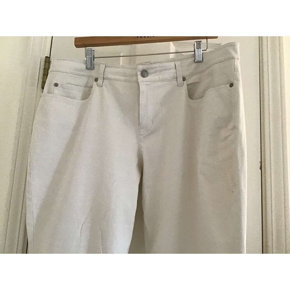 EILEEN FISHER  IVORY Pants Neutral Size 16 ORGANIC COTTON Spandex Straight